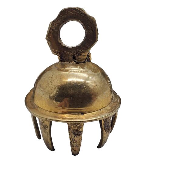 Brass Claw Bells Set 3 Camel Etched India Dangle Temple Chimes Boho Decor Rustic - Picture 4 of 15